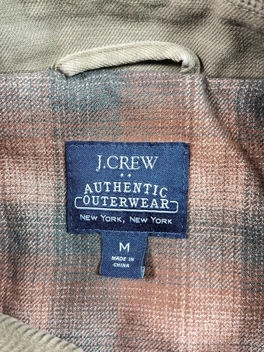 J Crew Jacket Mens Medium Green Flannel Lined Military Barn Coat Chore Outdoor